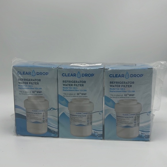 Clear Drop Refrigerator Water Filter - Model "CD-100-S" Fits "GE-MWF" Pack Of 3 - Picture 1 of 3